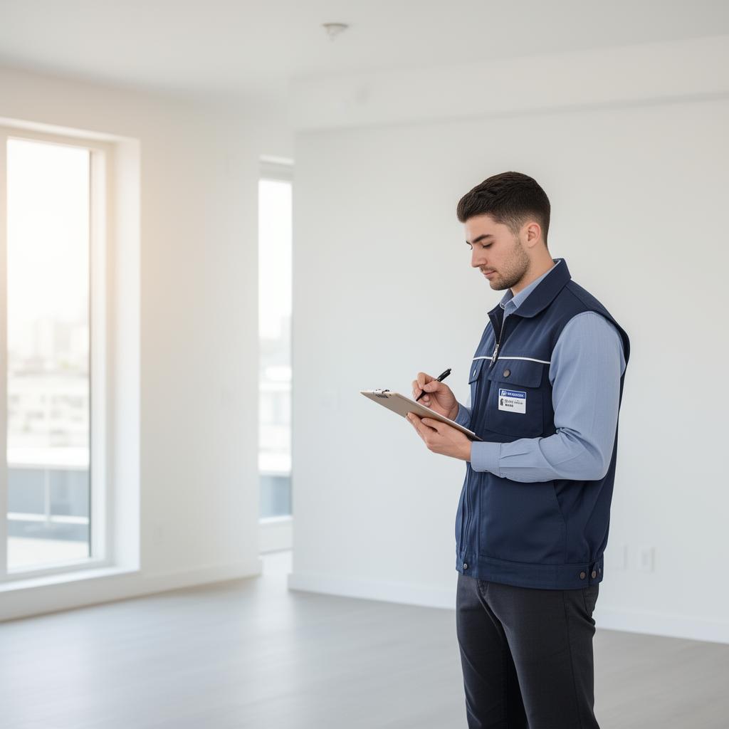 Vistoriador realizando vistoria em apartamento